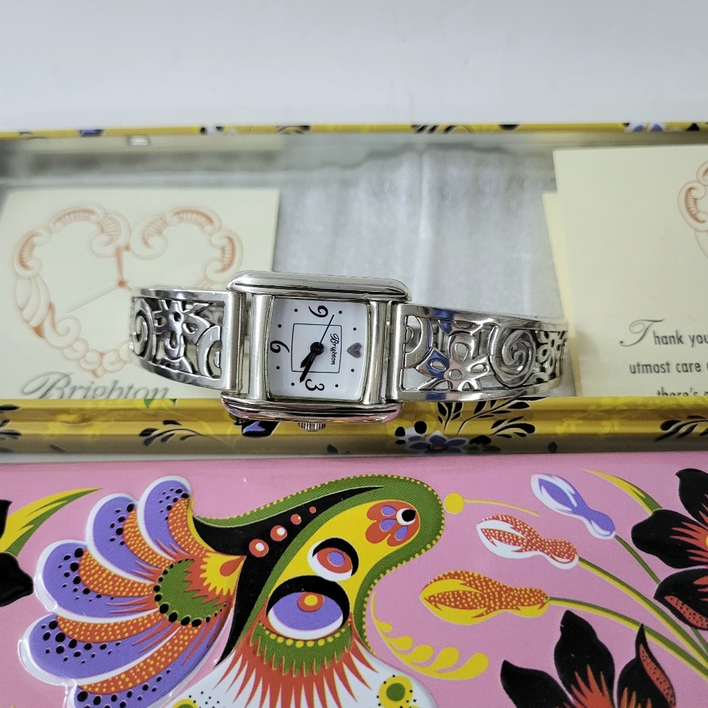 Brighton Amalfi Floral Filigree Bracelet Watch Silver-Tone